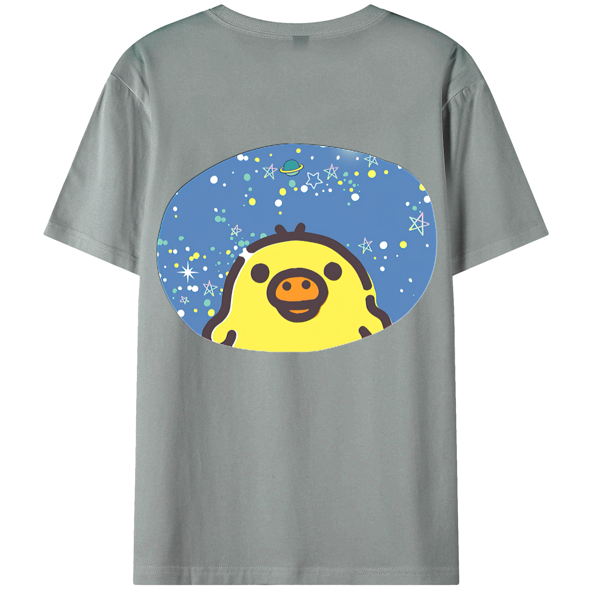 （画像用） リラックマ リラックマ キイロイトリ Rilakkuma Korilakkuma Kiiroitori 綿100％ メンズ半袖Tシャツ（バックプリント） 通気性